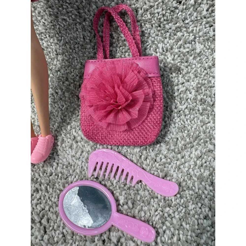 Barbie Doll Blonde Pink‎ plaid Dress Heart Sunglasses purse Shoes Accessories